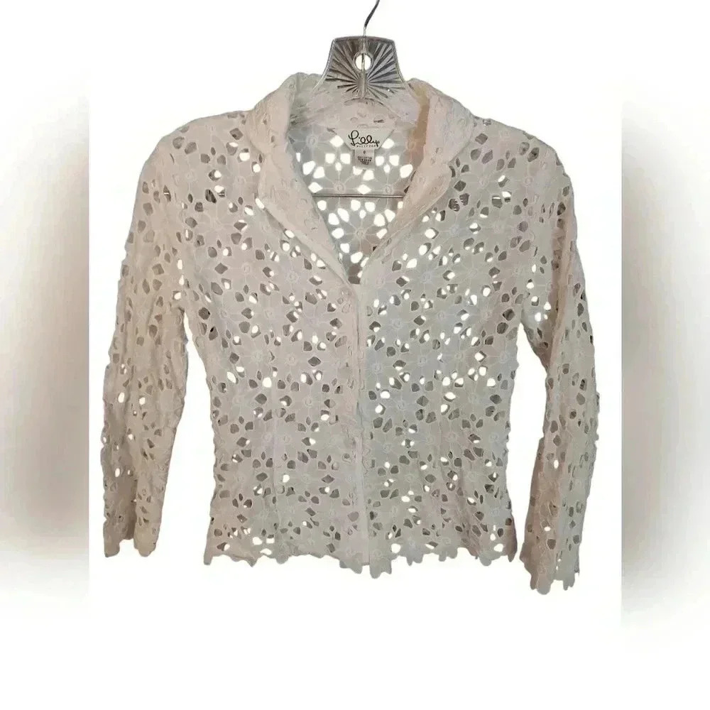Vintage Lilly Pulitzer Kentucky Eyelet White Lace Jacket Blazer